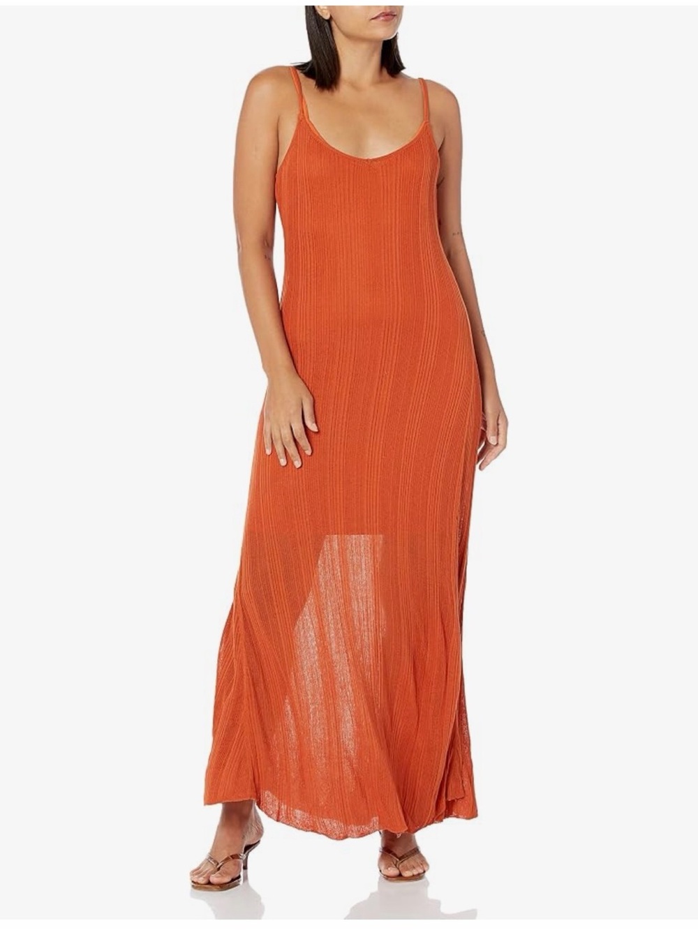 Astr Sleeveless Ribbed Maxi Dress in Orange